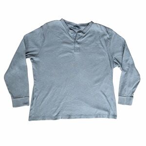 Men's Breakwater Light Blue Long Sleeve 100% Cotton Henley Shirt Size L